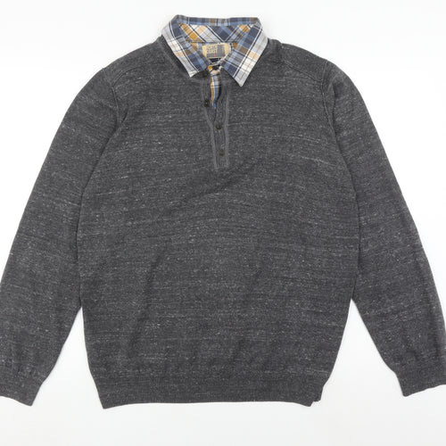 North Coast Men's Grey Henley Jumper Large