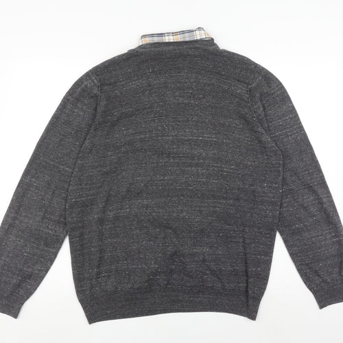 North Coast Men's Grey Henley Jumper Large