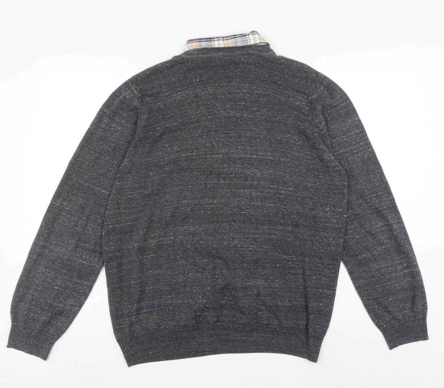 North Coast Men's Grey Henley Jumper Large