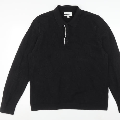 Marks and Spencer Men's Black 2XL Long Sleeve Polo