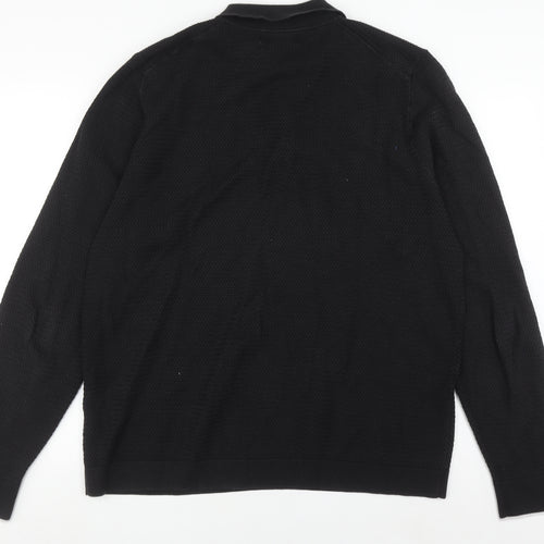 Marks and Spencer Men's Black 2XL Long Sleeve Polo