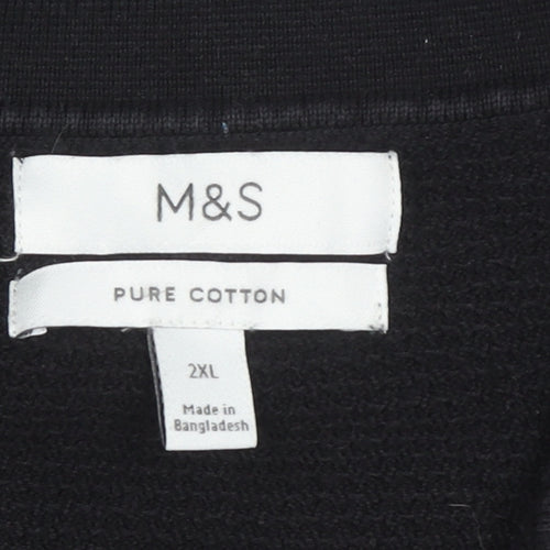 Marks and Spencer Men's Black 2XL Long Sleeve Polo
