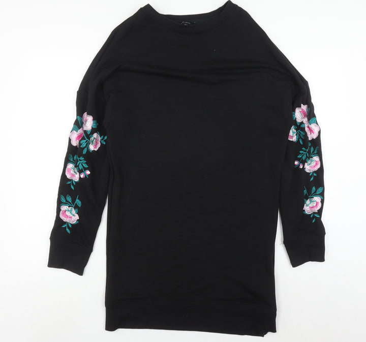 New Look Women's Black Floral Shift Dress Size 8