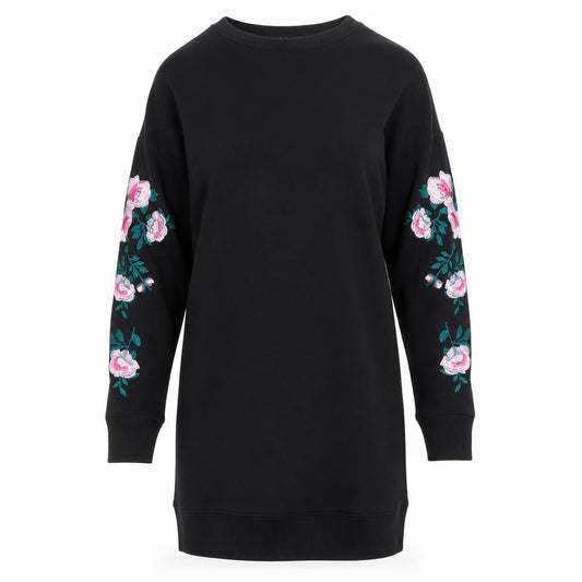 Front view of New Look Women's Black Floral Shift Dress, size 8