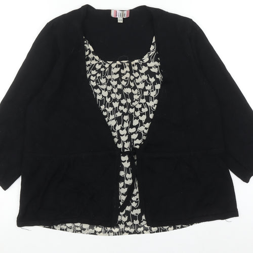 Dixie Women's Black XL Cardigan with 3/4 Sleeves