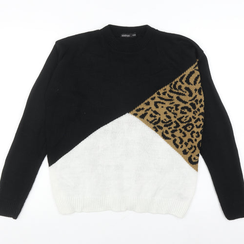 Boohoo Women's Black Animal Print Pullover Jumper S