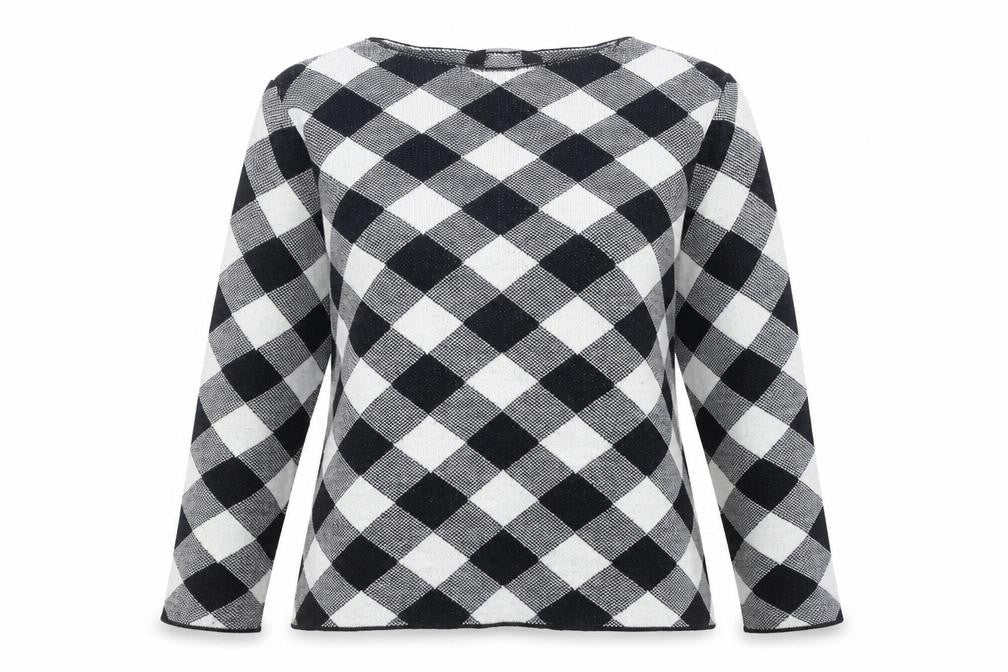 Front view of Dorothy Perkins Women's Black Check Jumper, size 14