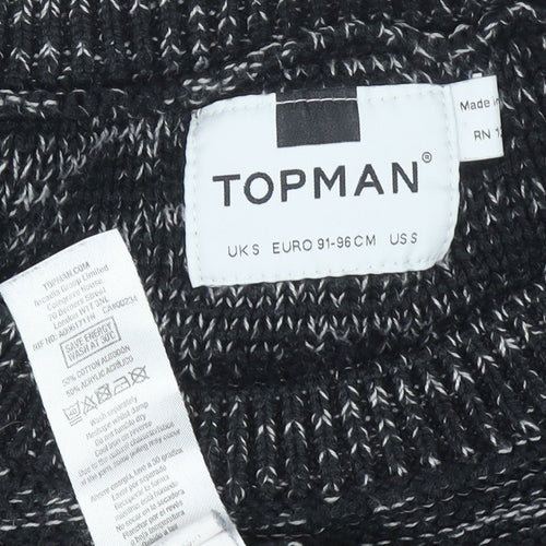 Topman Men's Black S Chunky-Knit Pullover Jumper