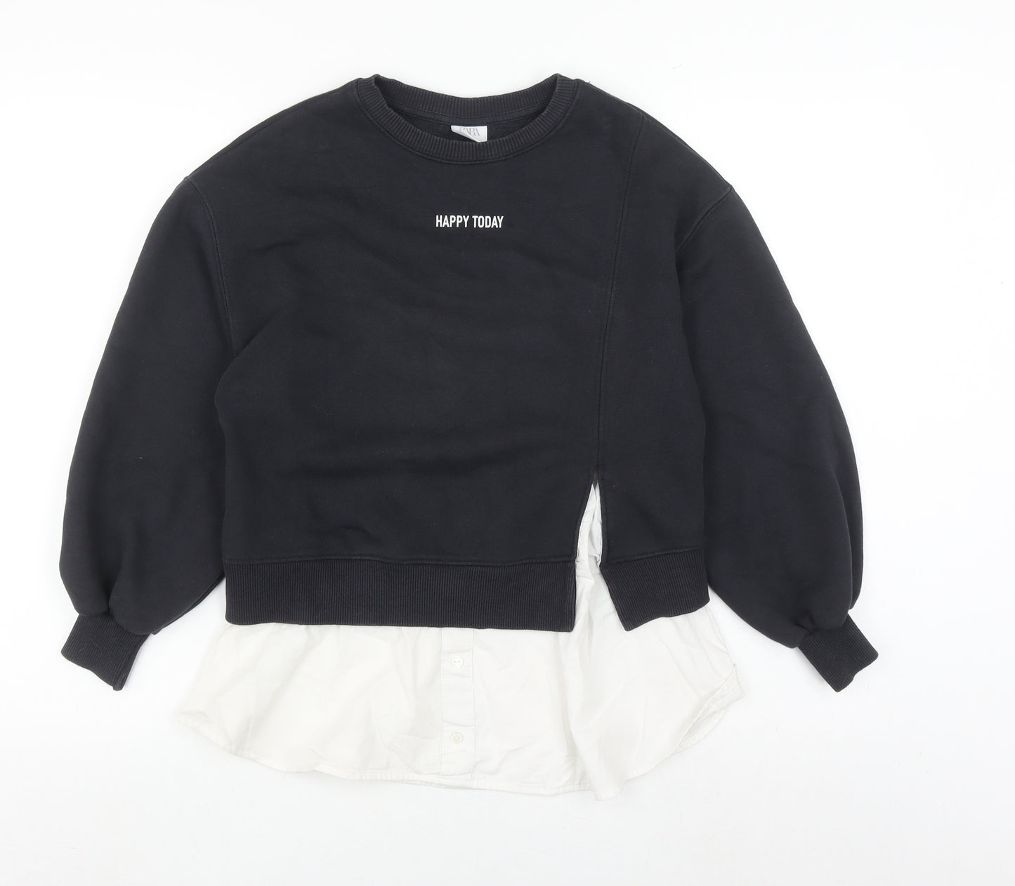 Zara Girls Black Crew Neck Sweatshirt 11-12 Years