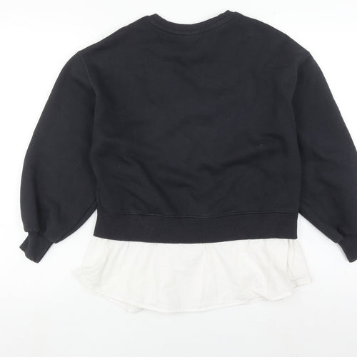 Zara Girls Black Crew Neck Sweatshirt 11-12 Years