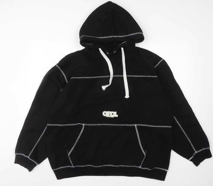 boohooMAN Men's Black M Pullover Hoodie with Logo