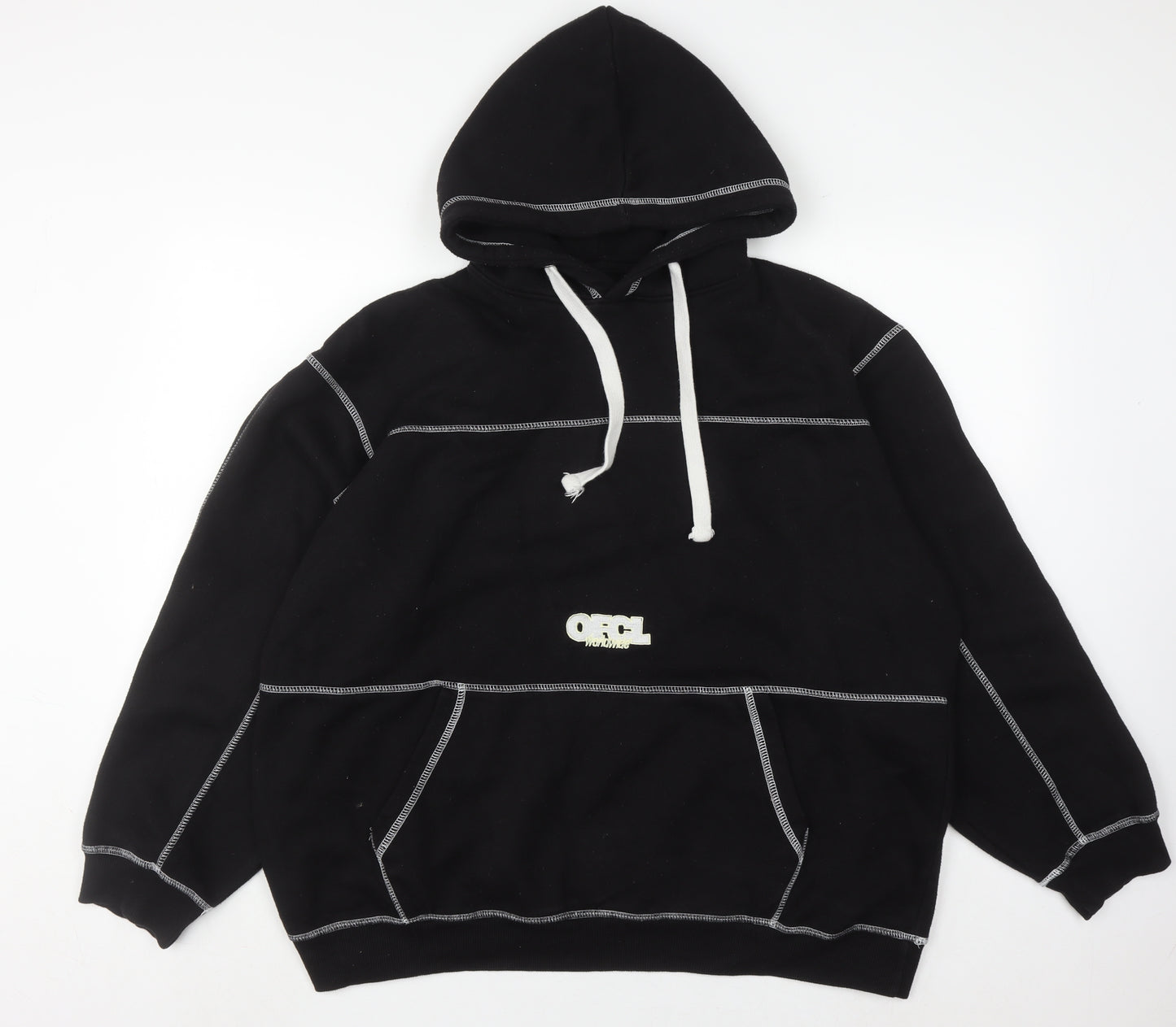 boohooMAN Men's Black M Pullover Hoodie with Logo