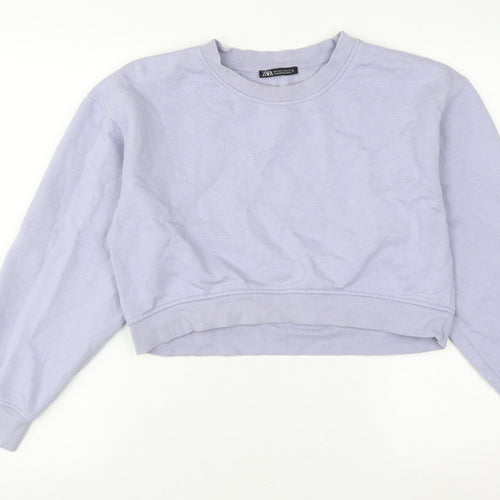 ZARA Women's Purple Cropped Sweatshirt S