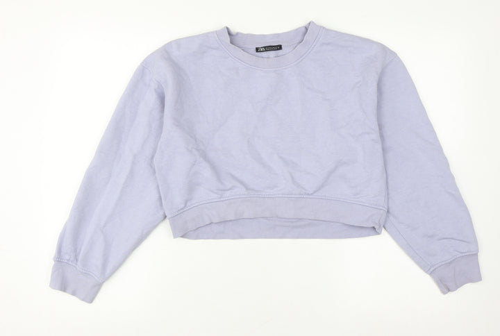 ZARA Women's Purple Cropped Sweatshirt S