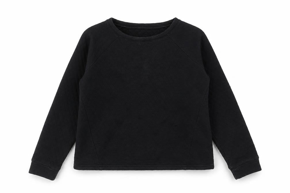 Front view of Innocence Women's Black Quilted Sweatshirt M