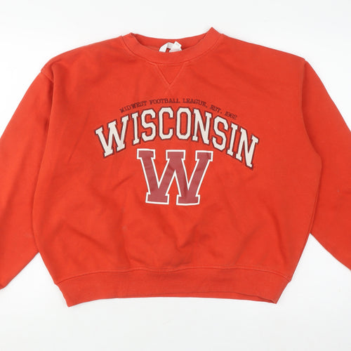 H&M Unisex Red Wisconsin Pullover Sweatshirt S