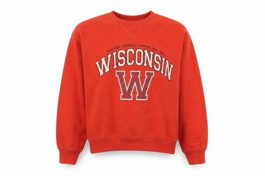 Front view of H&M unisex red wisconsin pullover sweatshirt s
