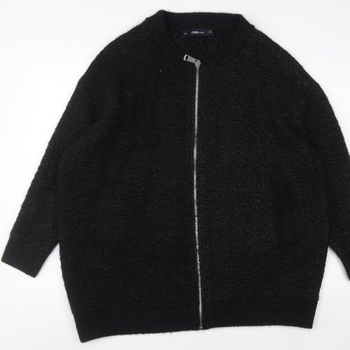 Zara Knit Women's Black Cardigan, Size 8, Full Zip