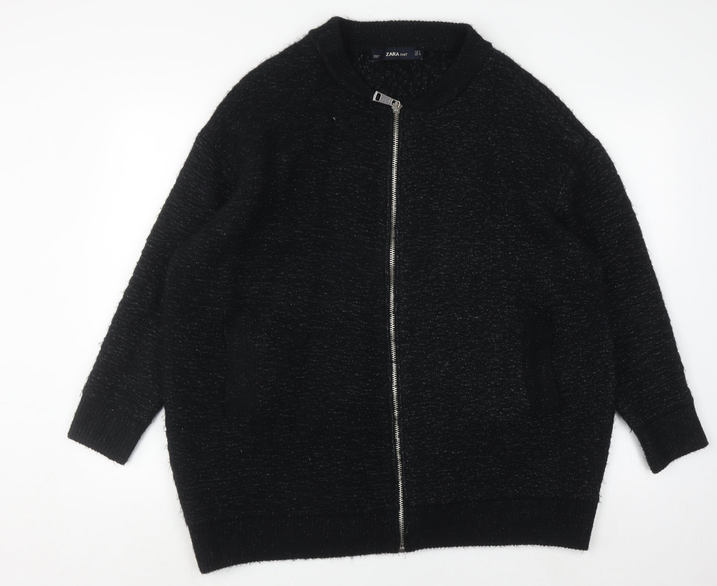 Zara Knit Women's Black Cardigan, Size 8, Full Zip