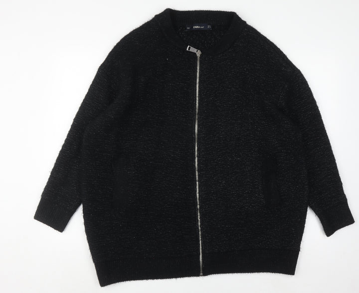 Zara Knit Women's Black Cardigan, Size 8, Full Zip
