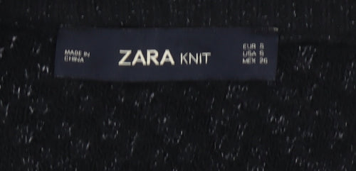 Zara Knit Women's Black Cardigan, Size 8, Full Zip