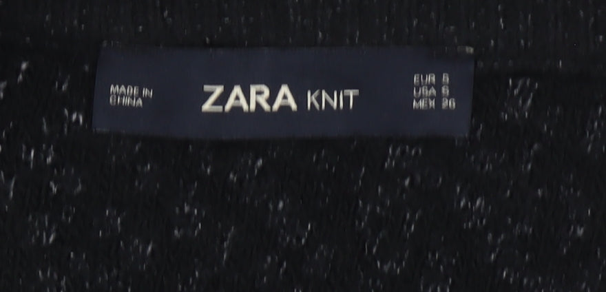 Zara Knit Women's Black Cardigan, Size 8, Full Zip