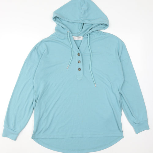 Jocosa Women's Blue Henley Hoodie Size M - Casual Wear