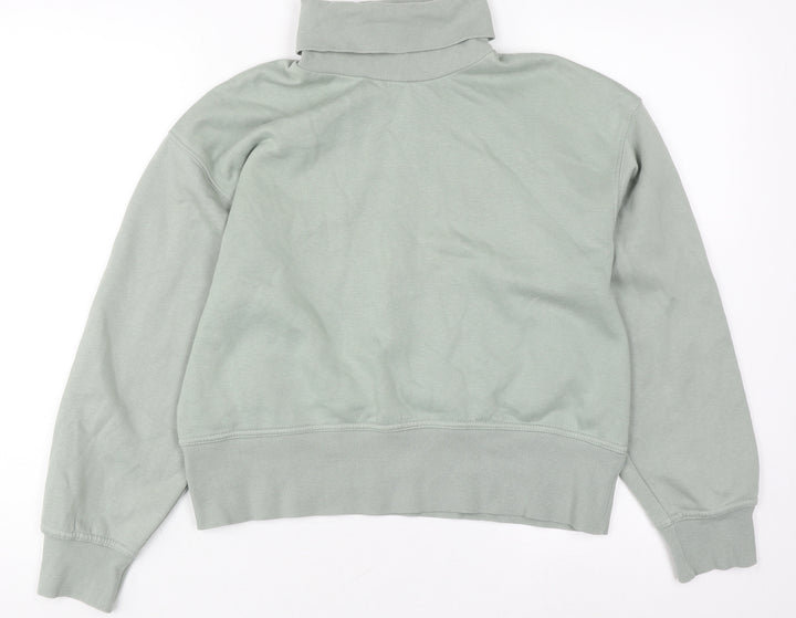 Zara Women's Green M Roll Neck Sweatshirt Casual