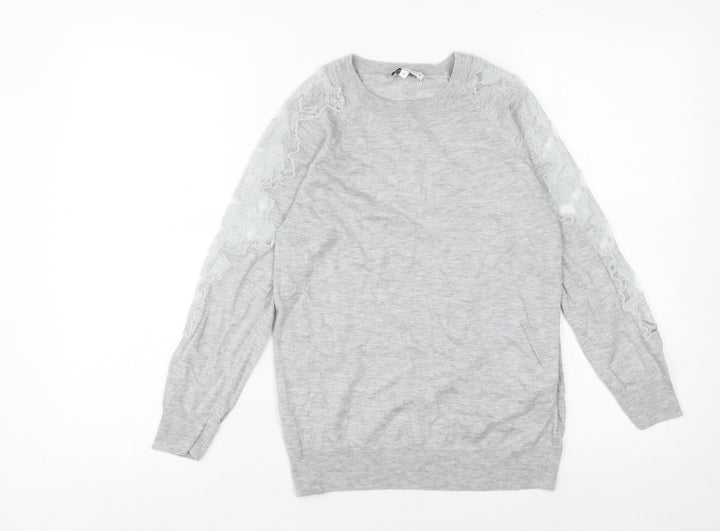 Warehouse Women's Grey Crew Neck Pullover Jumper Size 10