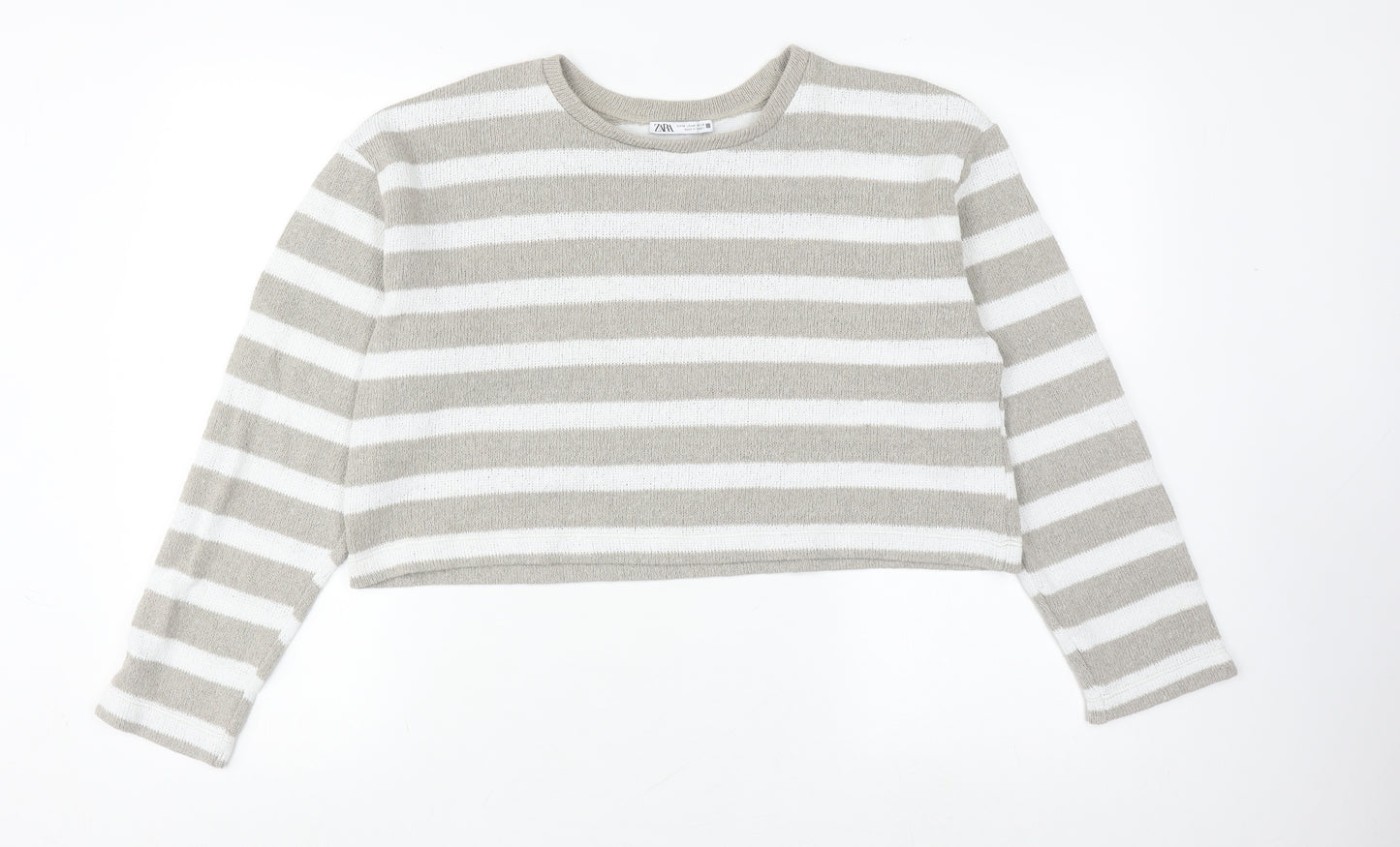 Zara Women's Beige Stripe Pullover Jumper M