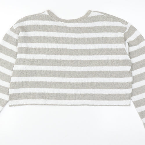 Zara Women's Beige Stripe Pullover Jumper M