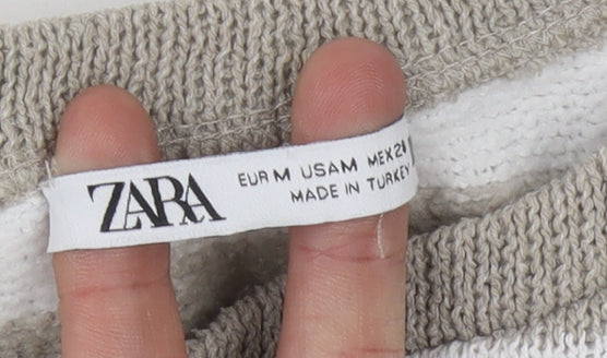 Zara Women's Beige Stripe Pullover Jumper M