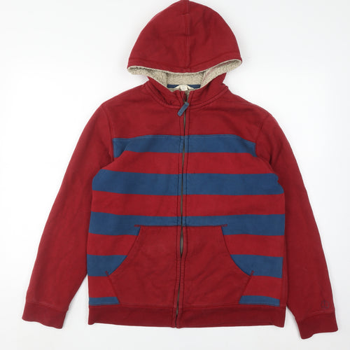 Lands' End Boys Red & Blue Striped Full Zip Hoodie - 4-5 Years