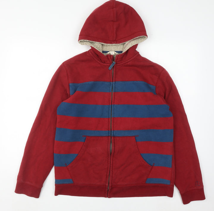 Lands' End Boys Red & Blue Striped Full Zip Hoodie - 4-5 Years