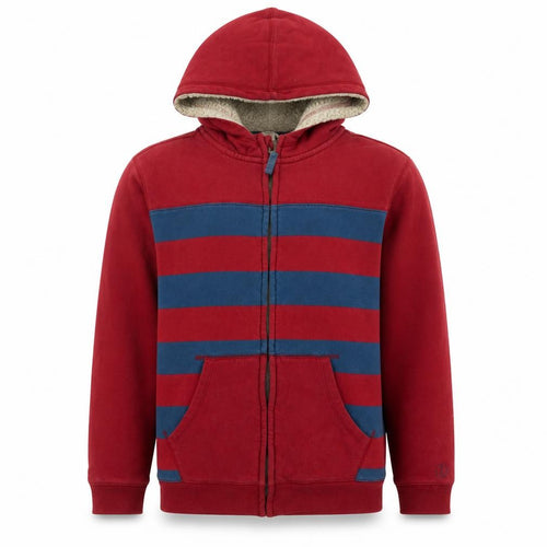 Lands' End Boys Red & Blue Striped Full Zip Hoodie - 4-5 Years