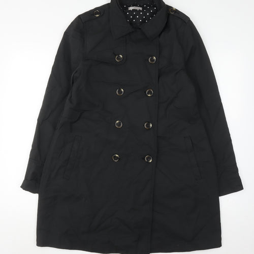Tex Women's Black Trench Coat Size 14 Button Accents