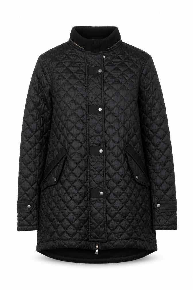 Front view of Zara Women's Black Quilted Coat, size 12