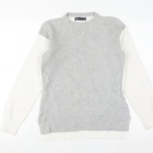 Marks and Spencer Women's Grey Cable-Knit Jumper S