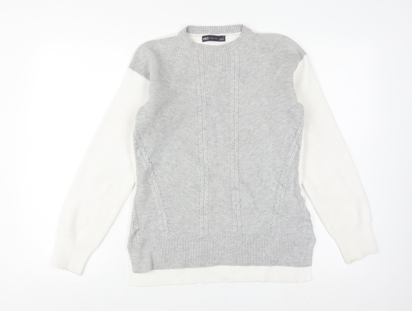 Marks and Spencer Women's Grey Cable-Knit Jumper S