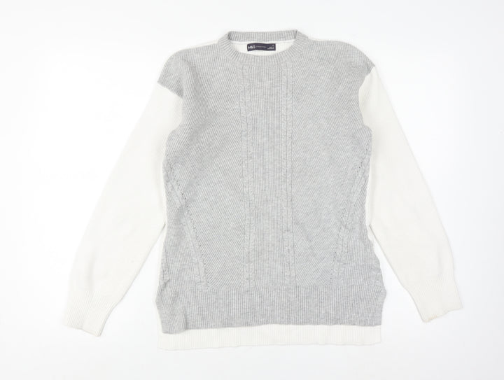 Marks and Spencer Women's Grey Cable-Knit Jumper S