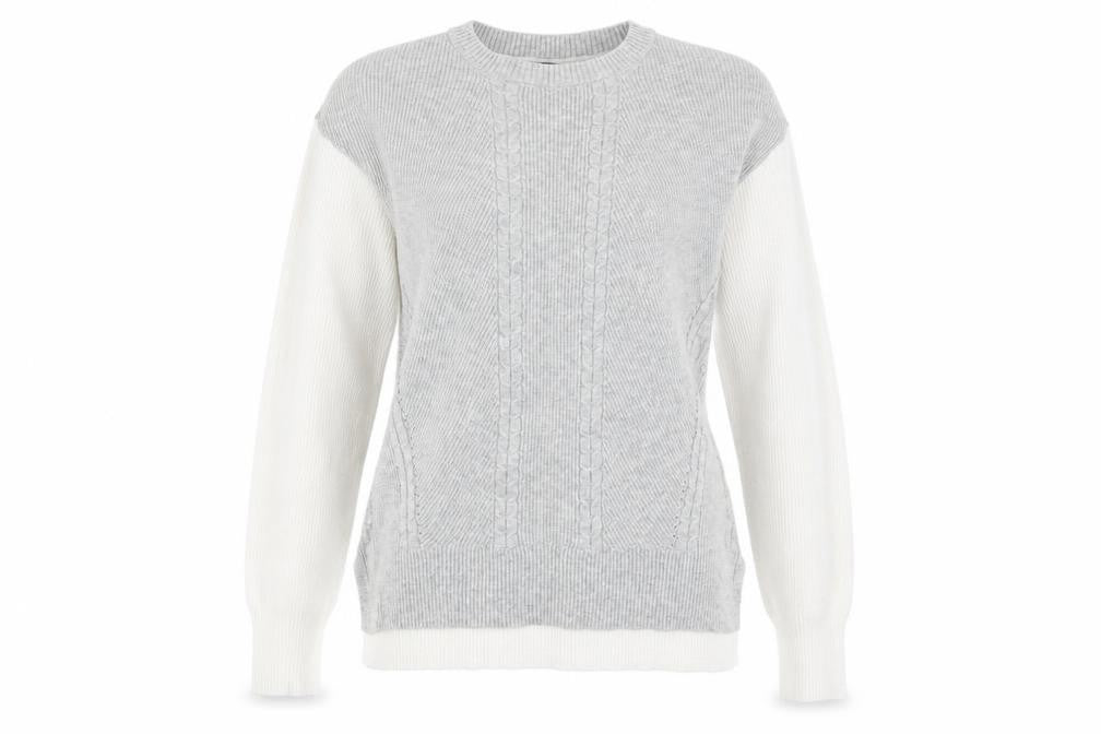 Front view of Marks & Spencer Women's Grey Cable-Knit Jumper S