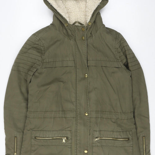 Miss Selfridge Women's Green Parka Jacket Size 12