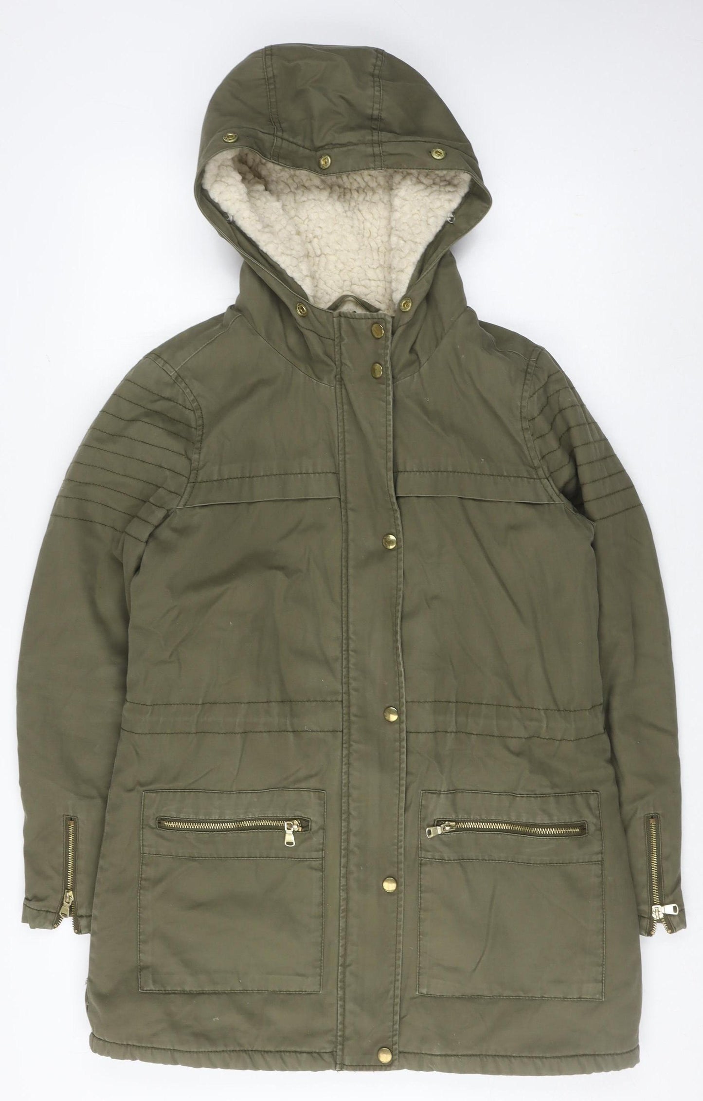 Miss Selfridge Women's Green Parka Jacket Size 12