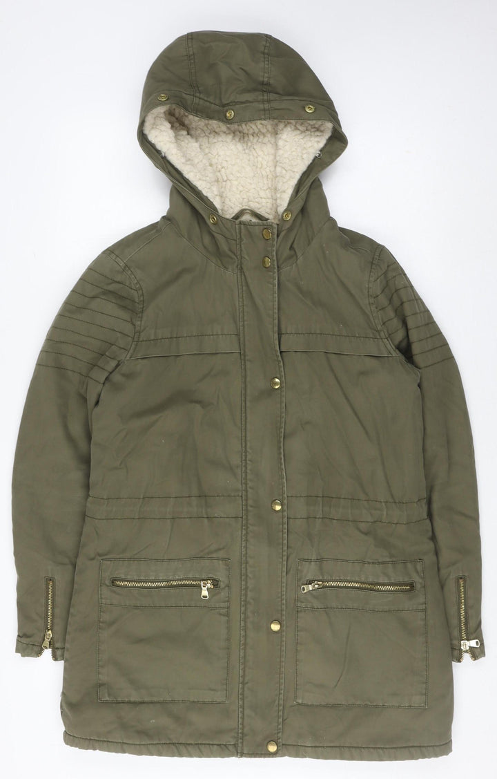 Miss Selfridge Women's Green Parka Jacket Size 12