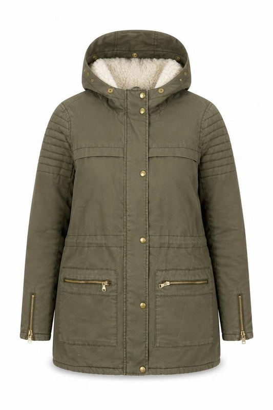 Front view of Miss Selfridge Women's Green Parka Jacket, size 12