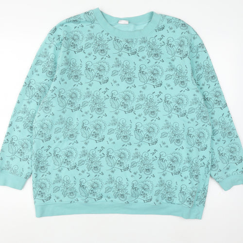 Damart Women's XL Blue Floral Pullover Sweatshirt