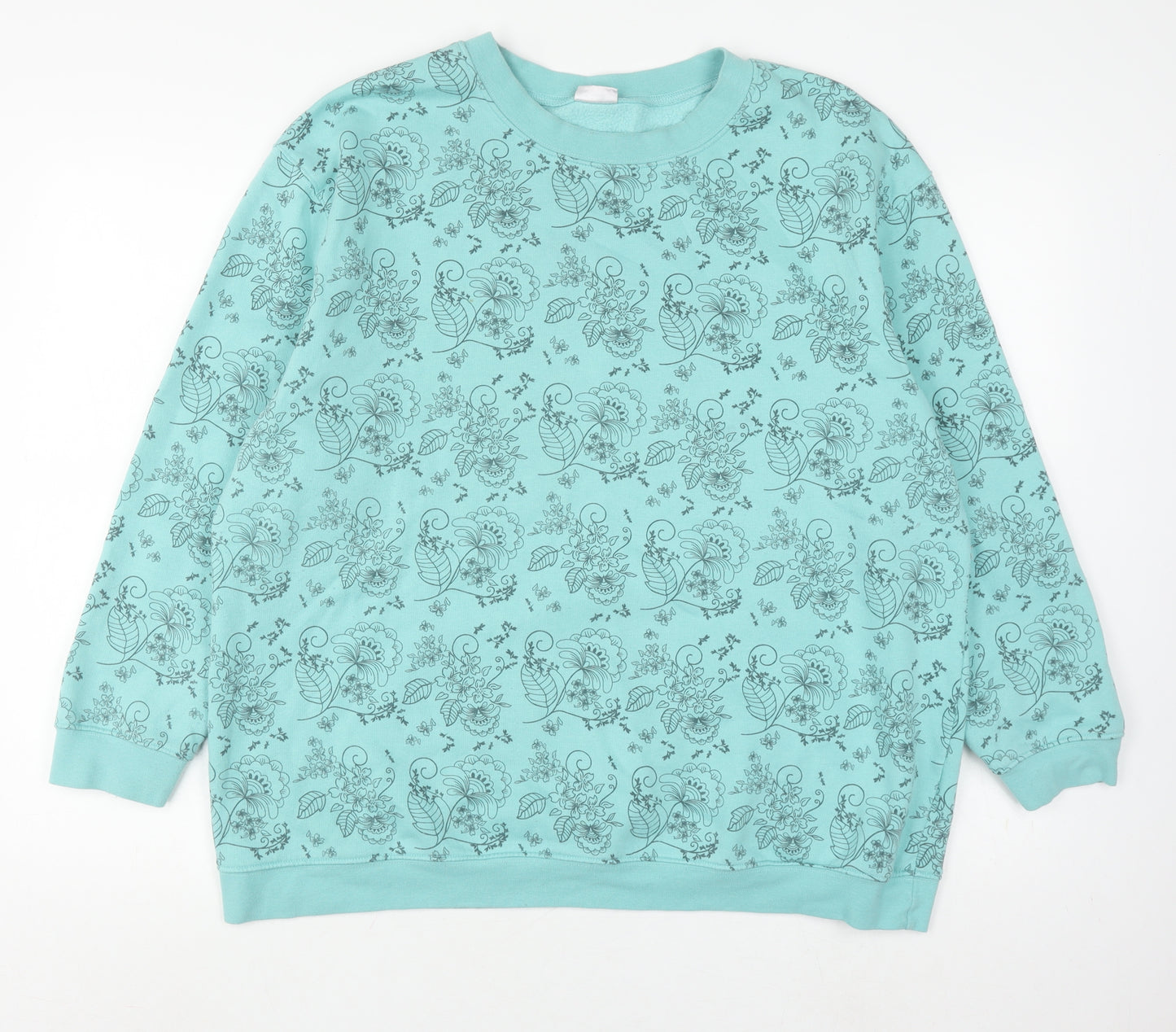 Damart Women's XL Blue Floral Pullover Sweatshirt