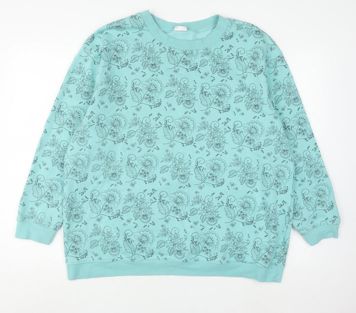 Damart Women's XL Blue Floral Pullover Sweatshirt