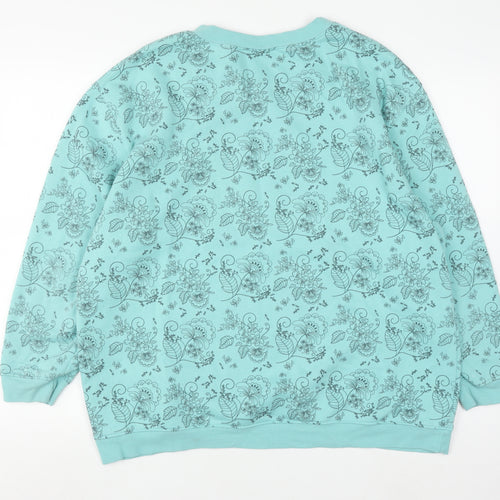 Damart Women's XL Blue Floral Pullover Sweatshirt
