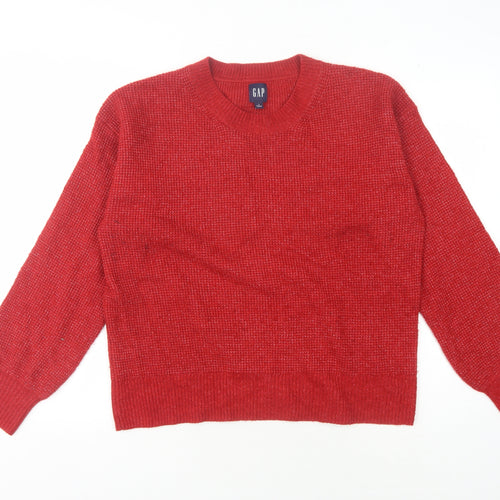 GAP Women's Red Chunky-Knit Pullover Jumper M